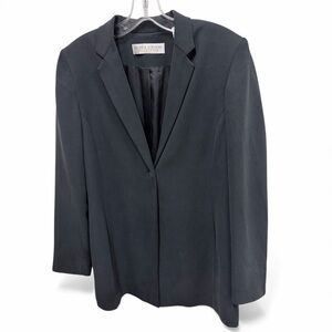 Valerie Stevens Collection Dark Grey 100% Silk One Button Blazer Size 6